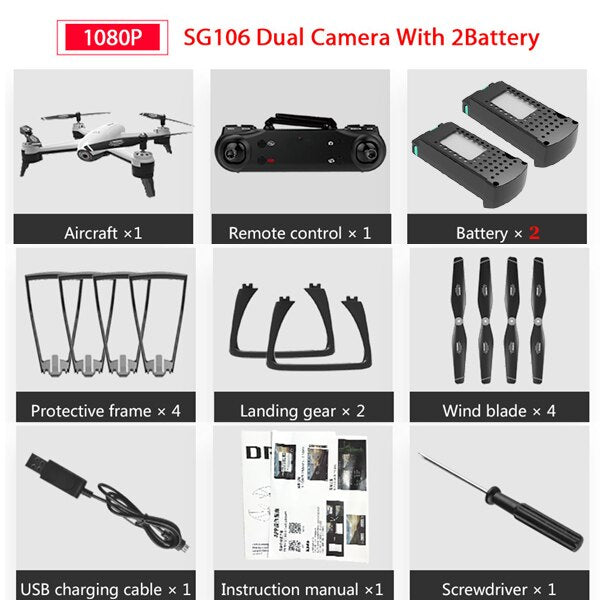 SG106 Drones With Camera HD 4K Dual Camera Optical Flow WiFi Video Helicopter RC Quadcopter For Toys Kid RTF Dron 4k Drone