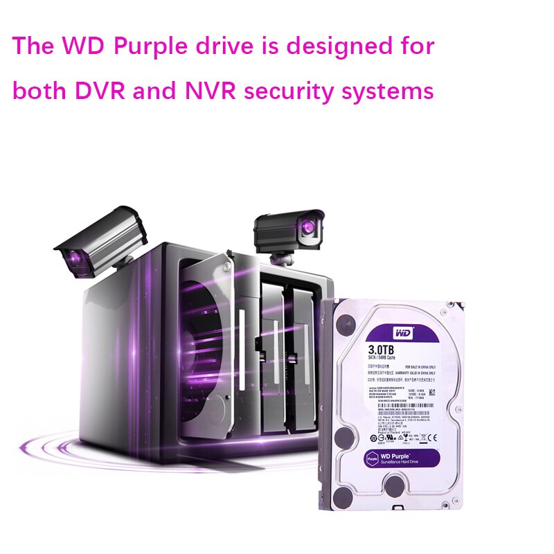 WD Purple 3TB Surveillance Internal Hard Drive Disk 3.5&quot; 64M Cache SATA III 6Gb/s 3T 3000GB HDD HD Harddisk for CCTV DVR NVR