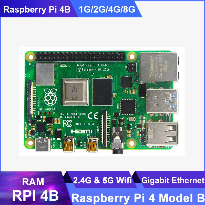 Original Raspberry Pi 4 Model B Board 2G 4G 8G RAM 2.4G &amp; 5G WiFi Bluetooth 5.0 4 Core CPU 1.5Ghz RPi 4 RPi 4 Speed than RPi 3B+